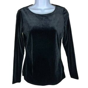 New Boden Black Velvet Suki Blouse Stretchy  Top Sz 8. BB